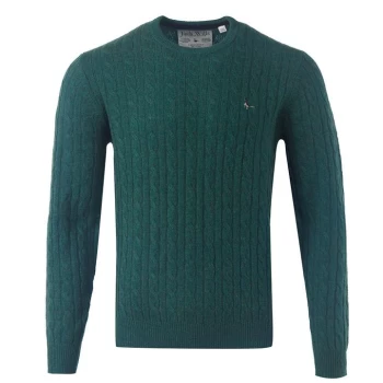 Jack Wills Marlow Merino Wool Cable Knitted Jumper - Green