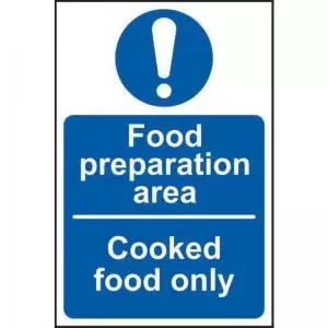 Food Preparation Area Cooked Food Only&rsquo; Sign; Non Adhesive