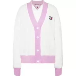 Tommy Jeans Tjw Long Contrast Badge Cardigan - Cream