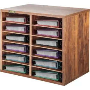 VEVOR Files Organizer Wood Literature Organizer, 12 Compartments, Adjustable Shelves, Medium Density Fiberboard Mail Center, Office Home School