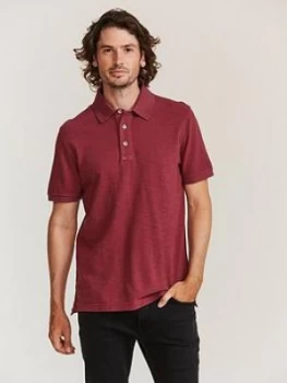 FatFace Ely Pique Polo Shirt - Burgundy , Burgundy Size M Men