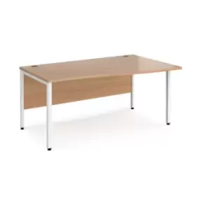 Office Desk Right Hand Wave Desk 1600mm Beech Top With White Frame Maestro 25 MB16WRWHB