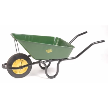 Heavy Duty Wheelbarrow With A Black Frame & Solid Rubber Wheel