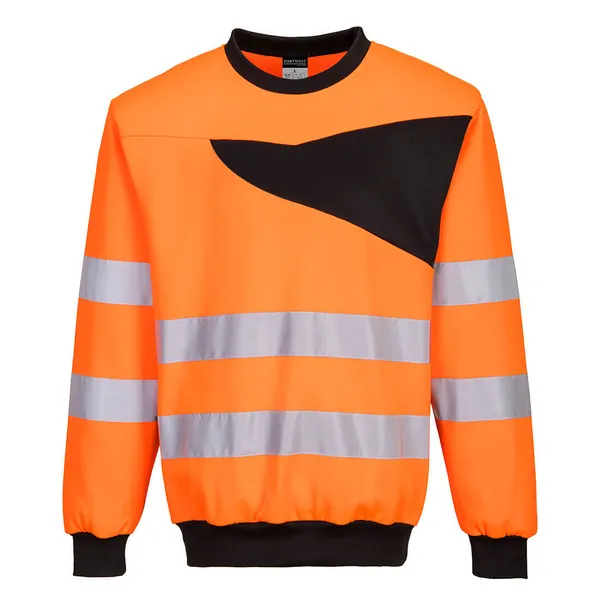 Portwest PW2 Mens Hi Vis Sweatshirt PW277OBR4XL Colour: Orange / Black