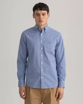 GANT Men Regular Fit Gingham Broadcloth Shirt (L) Blue