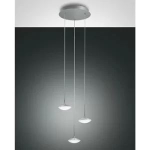 Fabas Luce Hale LED Cluster Pendant Ceiling Light Brushed Aluminum Glass