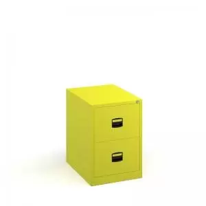 Steel 2 drawer contract filing cabinet 711mm high - yellow