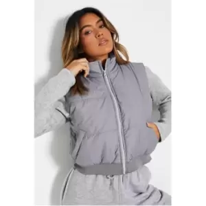 I Saw It First Rib Hem Crop Gilet - Grey