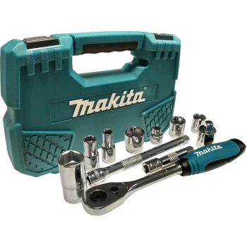 Makita - B-65573 23 Piece Drive Ratchet & Socket 3/8' Drive Set + Extension Bar