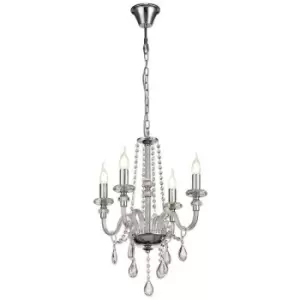 Chandelier Ceiling Pendant, 4 Light E14, Polished Chrome, Clear Glass, Crystal - Luminosa Lighting