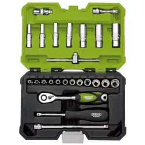 Draper Expert Metric Socket Set, 1/4" Sq. Dr., Green (25 Piece)