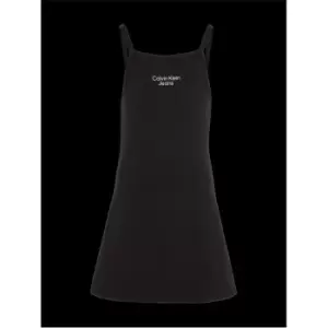 Calvin Klein Jeans Stack Logo Punto Strap Dress - Black