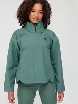 adidas Traveer Rain.RDY Jacket - Dark Green, Dark Green, Size 2XL, Women