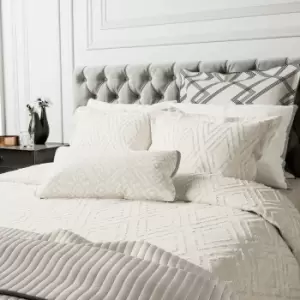 Bedeck of Belfast Emani Clipped Weave Double Duvet Cover, Chalk