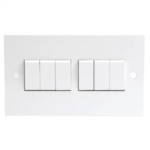 KnightsBridge 10A White 6G 2 Way 230V Electric Wall Plate Switch