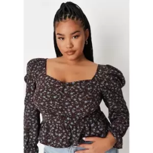 Missguided Plus Size Ruched Top - Black