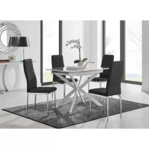 Furniture Box LIRA 100 Extending Dining Table and 4 Black Milan Chairs