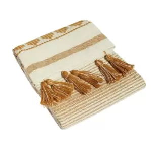 Furn. Pangea Woven Cotton Throw Ochre