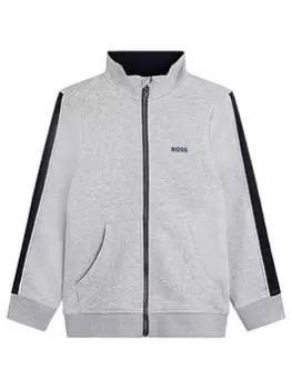 BOSS Boys Zip Through Sweat Top - Grey Marl, Size 6 Years