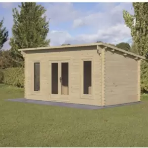 Elmley 5.0m x 3.0m Log Cabin - Pent Roof, Double Glazed 34kg Polyester Felt, plus Underlay