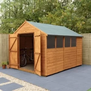 Forest Garden 10 x 8ft Double Door Shiplap Apex Treated Shed with Assembly