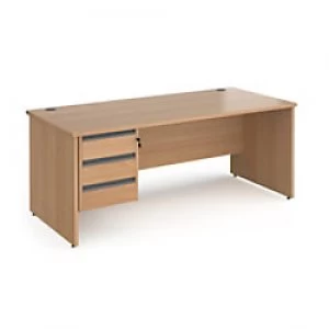 Dams International Straight Desk with Beech Coloured MFC Top and Graphite Frame Panel Legs and 3 Lockable Drawer Pedestal Contract 25 1800 x 800 x 725