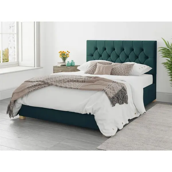 Aspire Aspire - Olivier Ottoman Upholstered Bed, Plush Velvet, Emerald - Ottoman Bed Size King 5ft - Forest Green 5057632082558