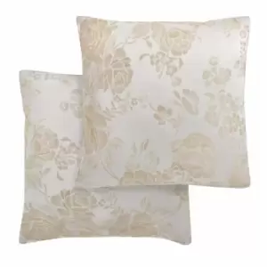 Emma Barclay Grace Floral Jacquard Cushion (pair) Cover In Natural