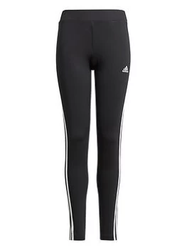 adidas Junior Girls 3-Stripes Tight - Black/White, Size 9-10 Years