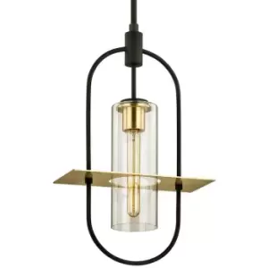 Smyth 1 Light Hanger Dark Bronze And Brushed Brass, Glass, IP44