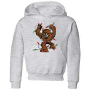 Star Wars Tangled Fairy Lights Chewbacca Kids Christmas Hoodie - Grey - 11-12 Years