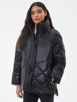 Barbour International Parade Quilted Coat - Black, Size 10, Women