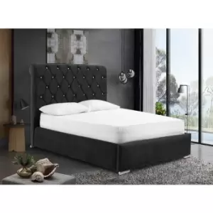 Envisage Trade - Meripa Upholstered Beds - Plush Velvet, Double Size Frame, Black - Black