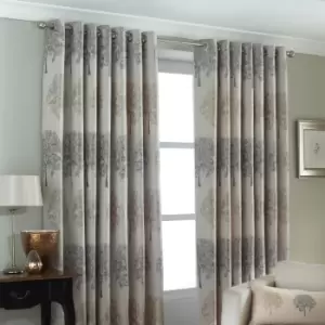 Oakdale Tree Motif Eyelet Curtains Silver