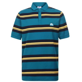 Lonsdale Yarn Dye Stripe Polo Shirt Mens - Green/Navy/Yell