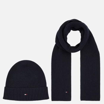 Tommy Hilfiger Mens Pima Cotton Beanie & Scarf - Desert Sky