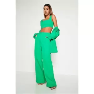 I Saw It First Green Woven Wide Leg Tailored Trousers - Green