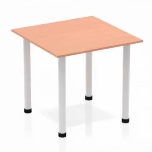 Impulse Square Table 800 Beech Post Leg Silver