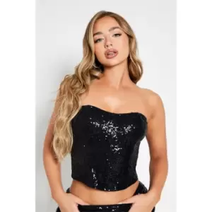 I Saw It First Co Ord Sequin Bandeau Top - Black