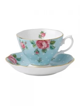 Royal Albert Polka blue teacup and saucer boxed Blue