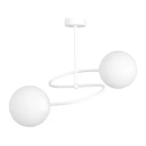 Selbi White Globe Multi Arm Semi Flush Ceiling light with White Glass Shades, 2x E14