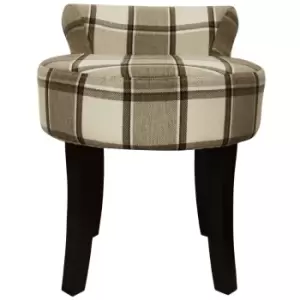 Techstyle Watsons Low Back Chair / Padded Stool With Wood Legs Mink Check