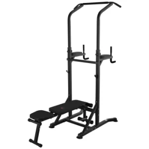 HOMCOM Exercise Pullup Weight Machine Power Tower with Multiple Adjustable Positions for Strengthening Many Muscles