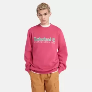 Timberland Est. 1973 Logo Crew Sweatshirt For Men In Pink Pink, Size M