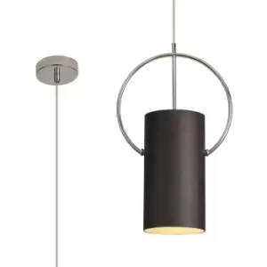 Luminosa Ripley Single Ceiling Pendant, E27, Black, Polished Chrome