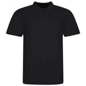 Awdis Mens Piqu Cotton Short-Sleeved Polo Shirt (XXL) (Deep Black)