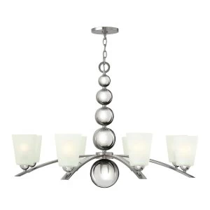 8 Light Multi Arm Chandelier Polished Nickel Finish, E27