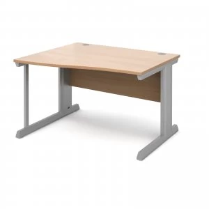 Vivo Left Hand Wave Desk 1200mm - Silver Frame Beech Top