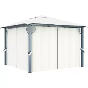 Vidaxl - Gazebo with Curtain 300x300cm Cream Aluminium Cream