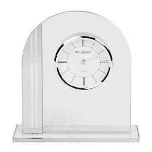 Arched Glass Mantel Clock Chrome Bezel